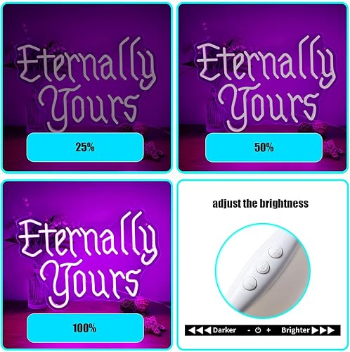 Miniatura 5 de Eternally Yours - Letrero de neón de estilo gótico, luz LED para decoración de pared, románticas luces de neón emo para dormitorio, estudio o bar,