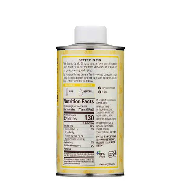 La Tourangelle Organic Canola Oil, Expeller-Pressed Non-GMO, 16.9 fl oz | Family-owned since 1867, Kosher, Gluten Free, Pesticide Free, High Smoke Point Neutral Cooking Oil, Use for Deep Frying 2