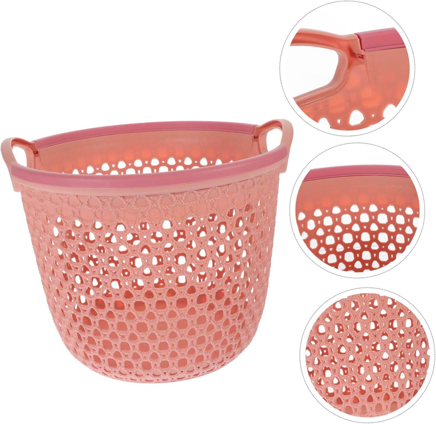 Portable Laundry Basket with Handle Medium Hollow Clothes Hamper for Bedroom Bathroom Nursery Lightweight Sundries Storage Holder with Ventilated Design to Prevent Odors