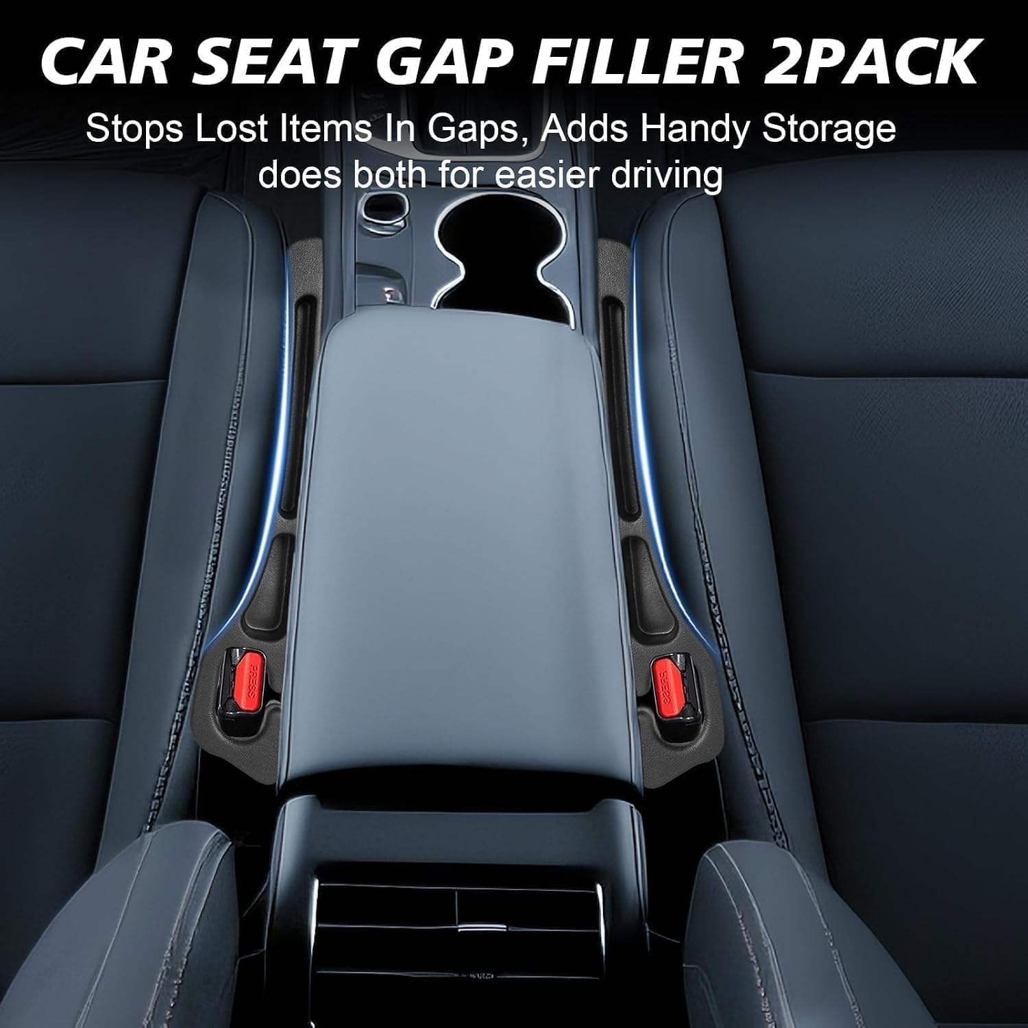 Car Seat Gap Filler 2 Pack, Block Phones, Keys, Coins & Cards