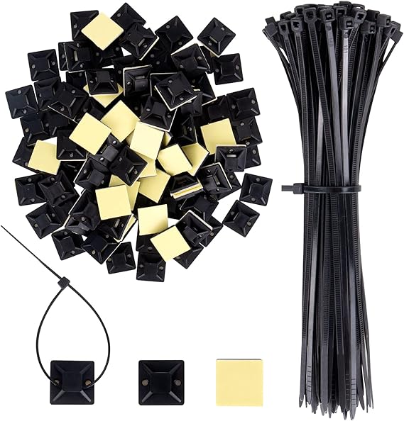 Supporti Cavi Autoadesivi 100 Fascette Autoadesive Bianche NiftyPlaza – Base 30x30 Mm, In Nylon, Per Organizzazione Cavi Tappi 3 M 1100 - Foto 8