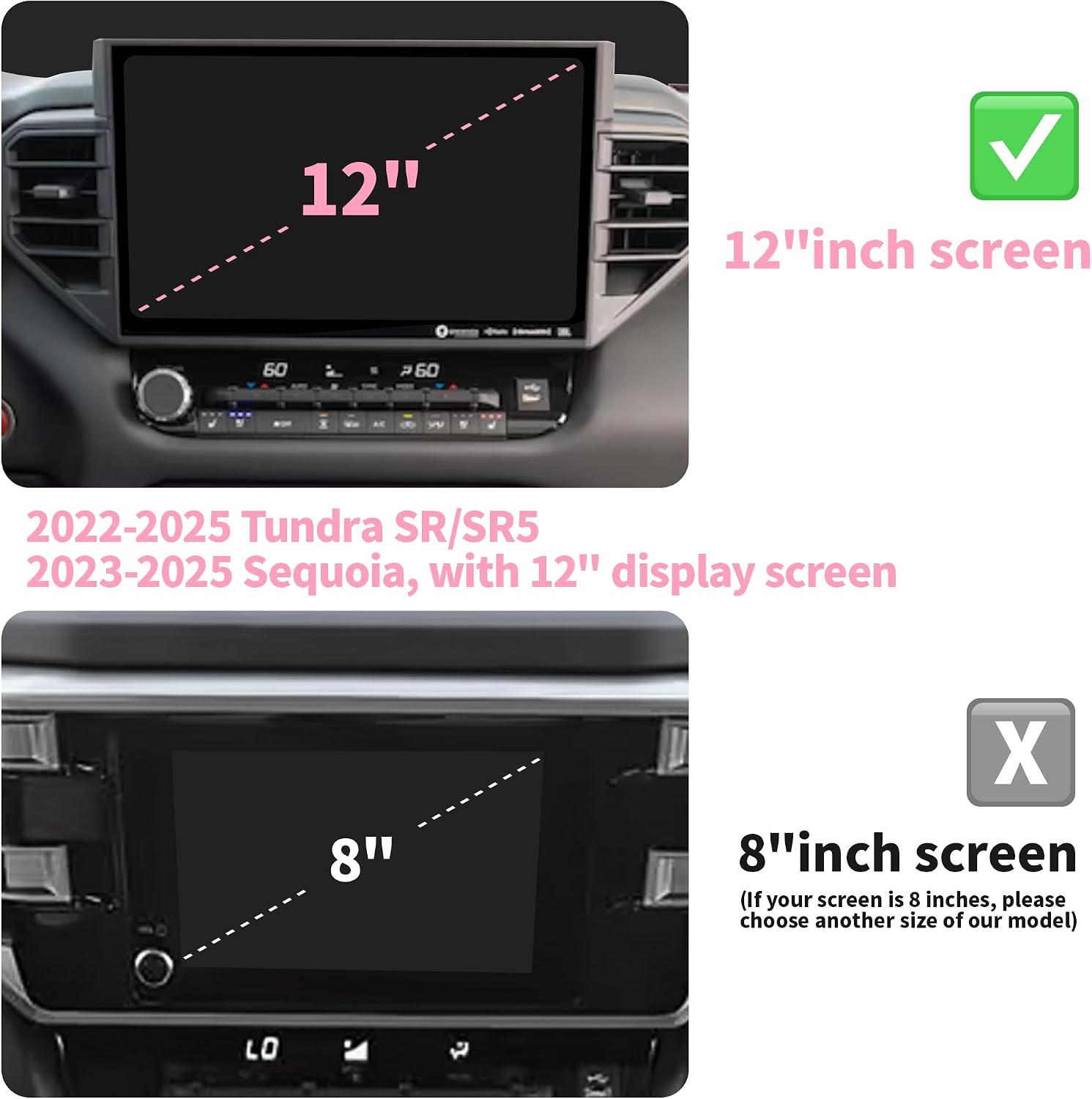 for Toyota Tundra 2022-2025 2026 & Sequoia 2023-2025 2026 Accessories, Polodunn Aluminum Alloy Knob Cover Trim 5-Piece/Set (Pink, Fit 14-inch Display Screen) - Push Start, 4WD, Volume & Rear Mirror