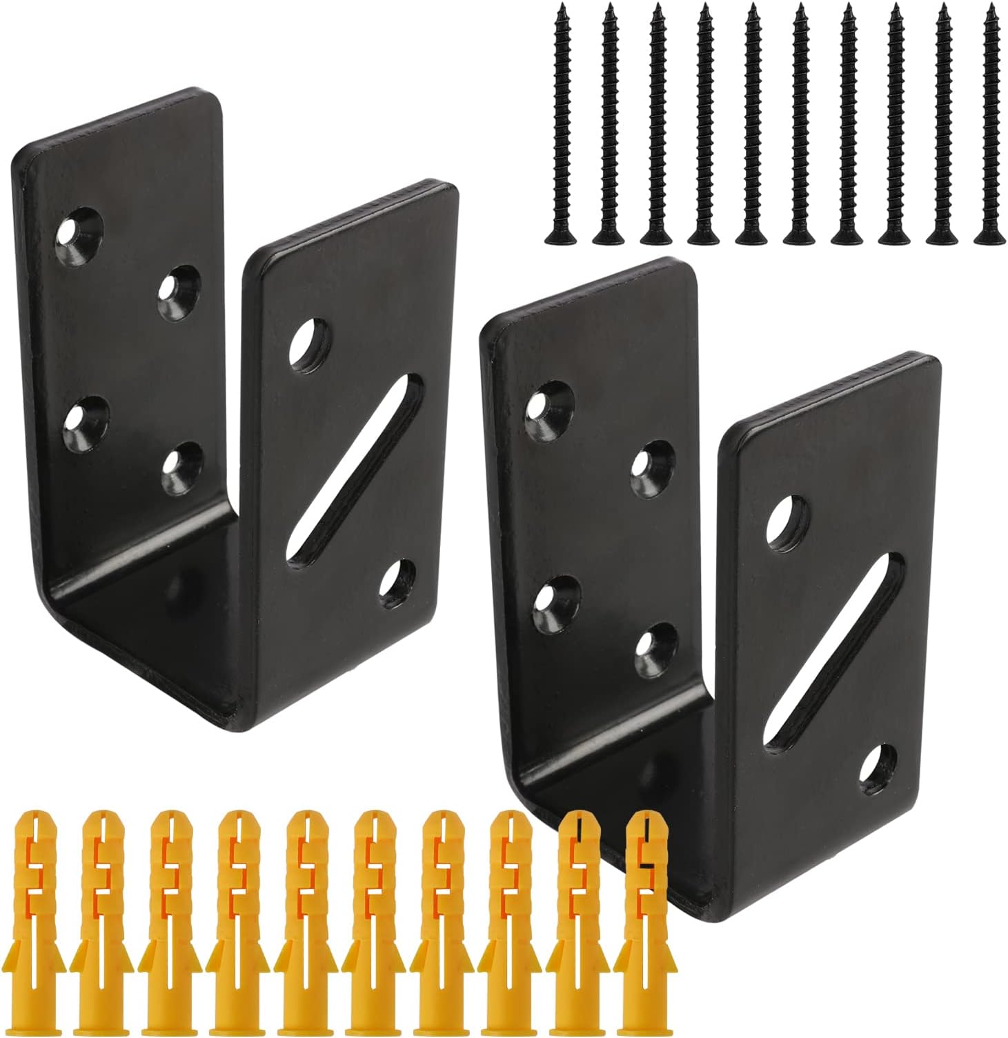 2x4 Door Barricade Brackets, 2 Pack Security Heavy Duty Gate Bar Holder for Door Security Reinforcement, Drop Open Bar Holder Steel U Bracket, Door Lock Brackets for Home, Barn, Shed, Garage