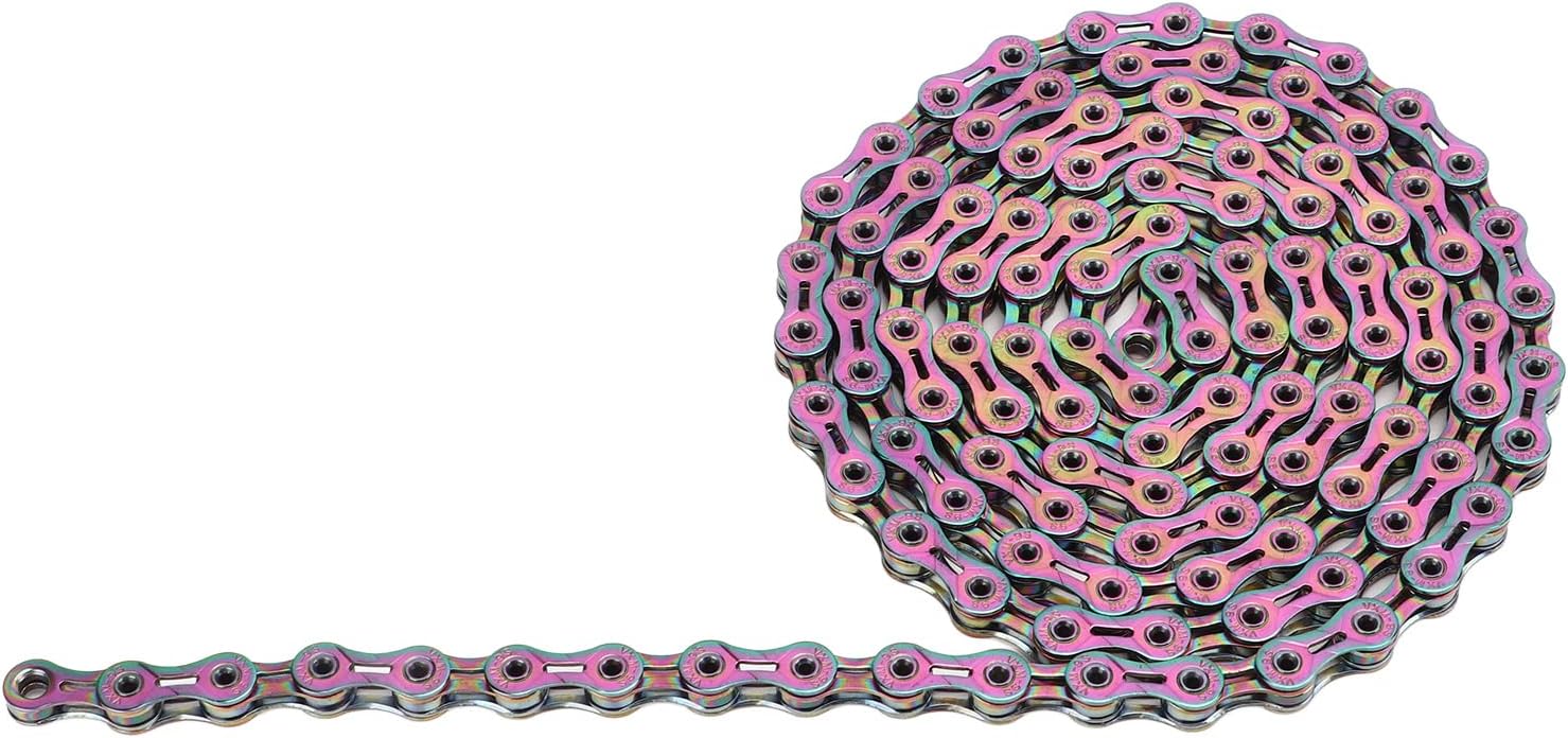 Pilipane 9 Speed Bike Chain Carbon Steel Wear Resistant Stable Safe Colorful Electroplated Bicycle Chain for Mountain Road Bike