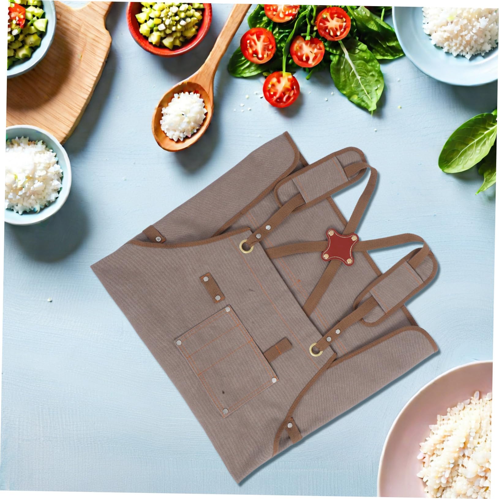 SHINEOFI Tablier Toile Unisexe avec Poches Bretelles Croisées Réglables Tablier de Travail Polyvalent pour Jardinage Menuiserie Cuisine et Artistes