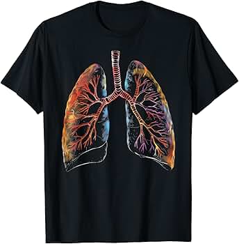 Amazon | 肺の解剖学的カラー。医師や呼吸ファンに。 Tシャツ