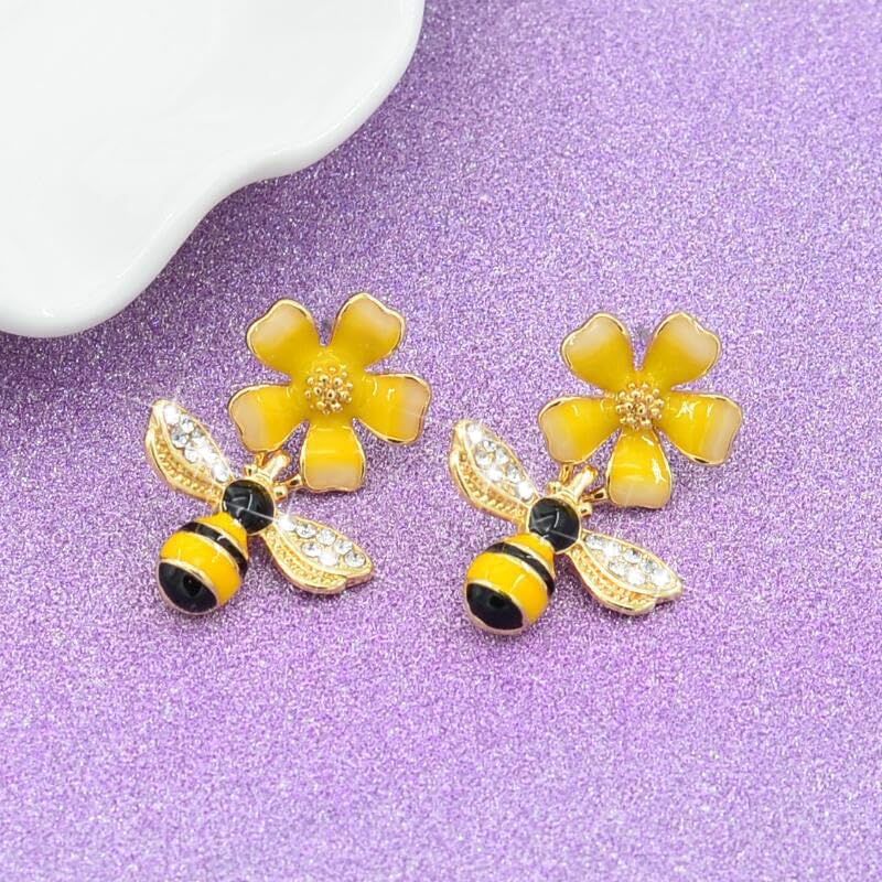 Bee Stud Gold Plated Dangle Drop Earrings for Women Jewelry - Image 2