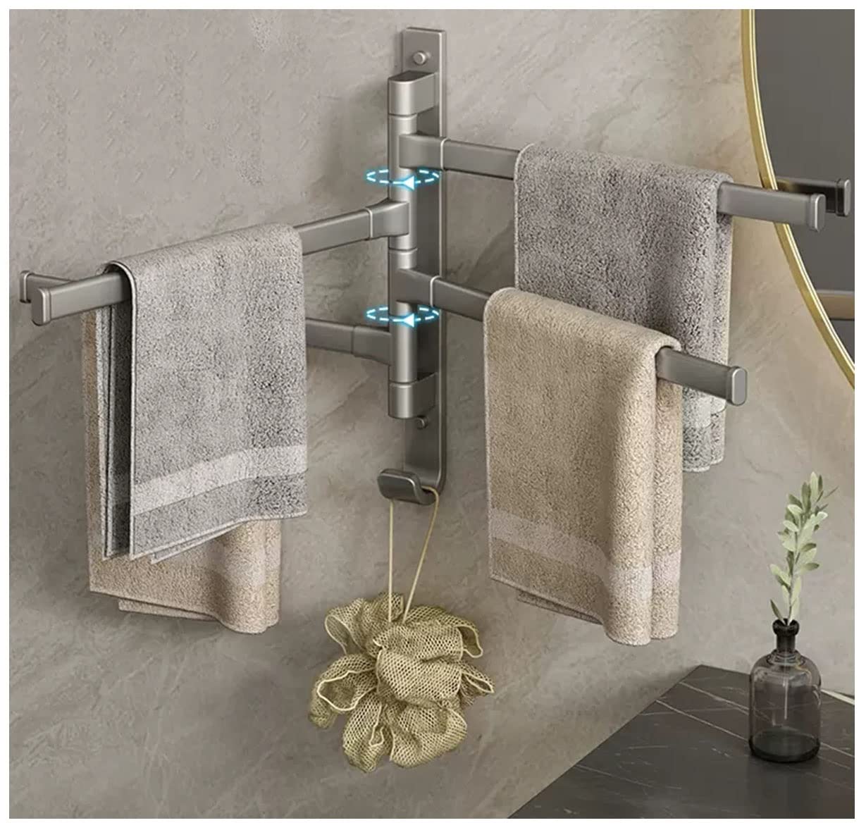 Porte-serviettes pliable et rotatif pour séchage efficace SUS304