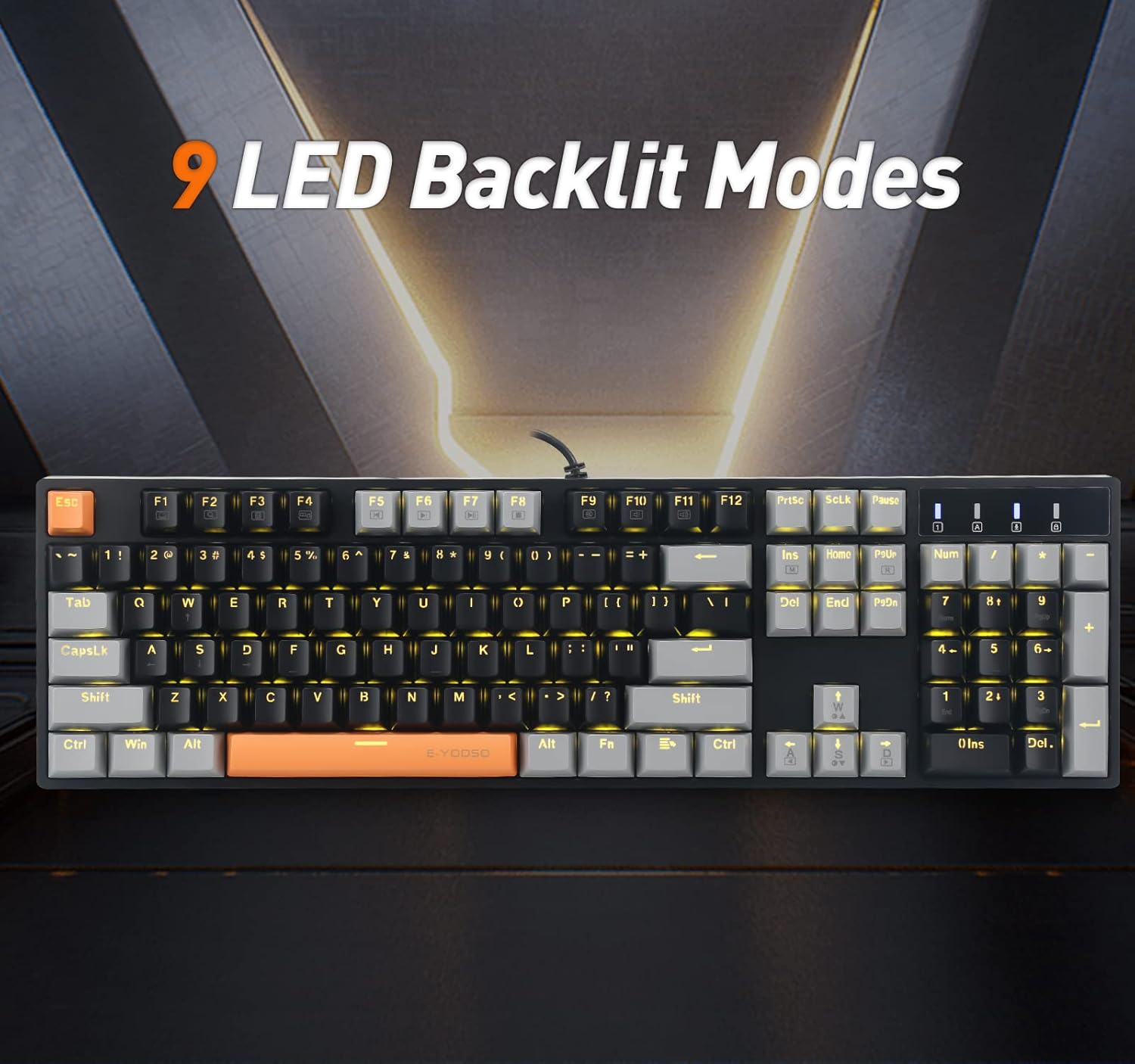 E-YOOSO Z-14 Keyboard showcasing 9 LED Backlit Modes