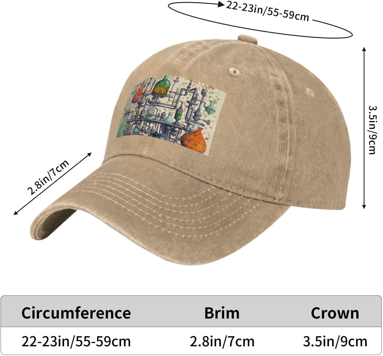 Chemistry Print Print Cowboy Hat Personalized Baseball Cap Fashion Hat Cap Funny Gifts for Women Men Natural