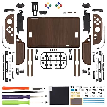 eXtremeRate DIY Replacement Shell Buttons for Nintendo Switch 2, Custom Full Set Rear Back Plate Controller Housing with Buttons for Switch 2 Handheld Console & Joycon 2 - Deluxe Version - Wood Grain
