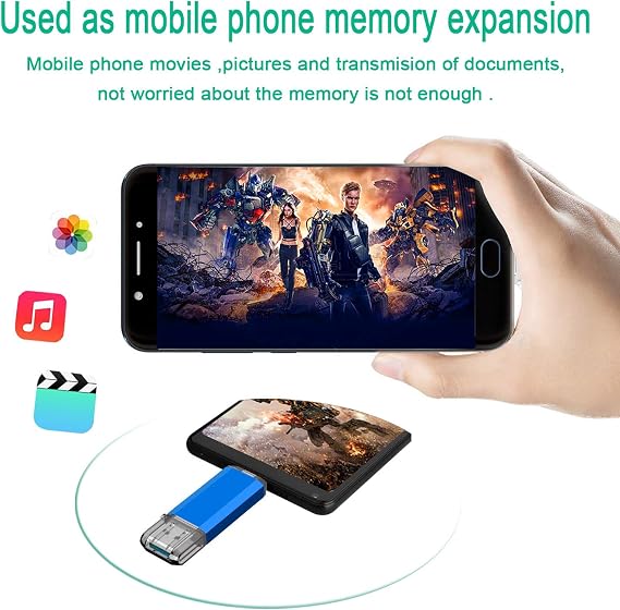 32GB USB Flash Drive, Dual USB Disk(USB-A 3.0/Type C 3.0), High Speed Thumb Drive USB Pen Stick for Type C Smartphones, Tablets, PC, New MacBook - Blue
