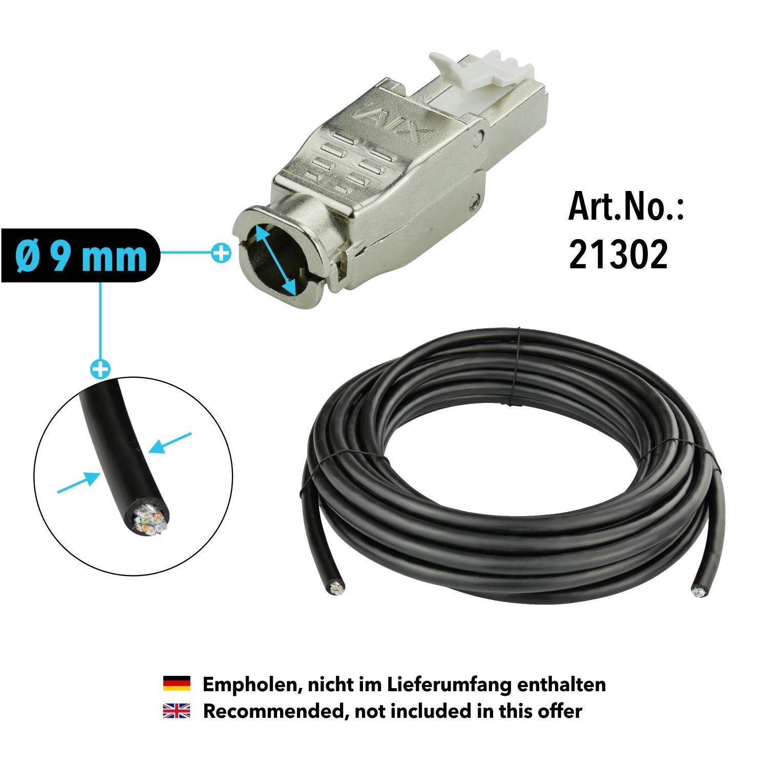 AIXONTEC CAT 7 100m Erdkabel schwarz S FTP PiMF Gigabit geschirmtes Kat 7 LAN Ethernet Installation Netzwerk kabel AWG23/1 mit PE Außenmantel UV-Beständig Verlegung Außenbereich + in der Erde