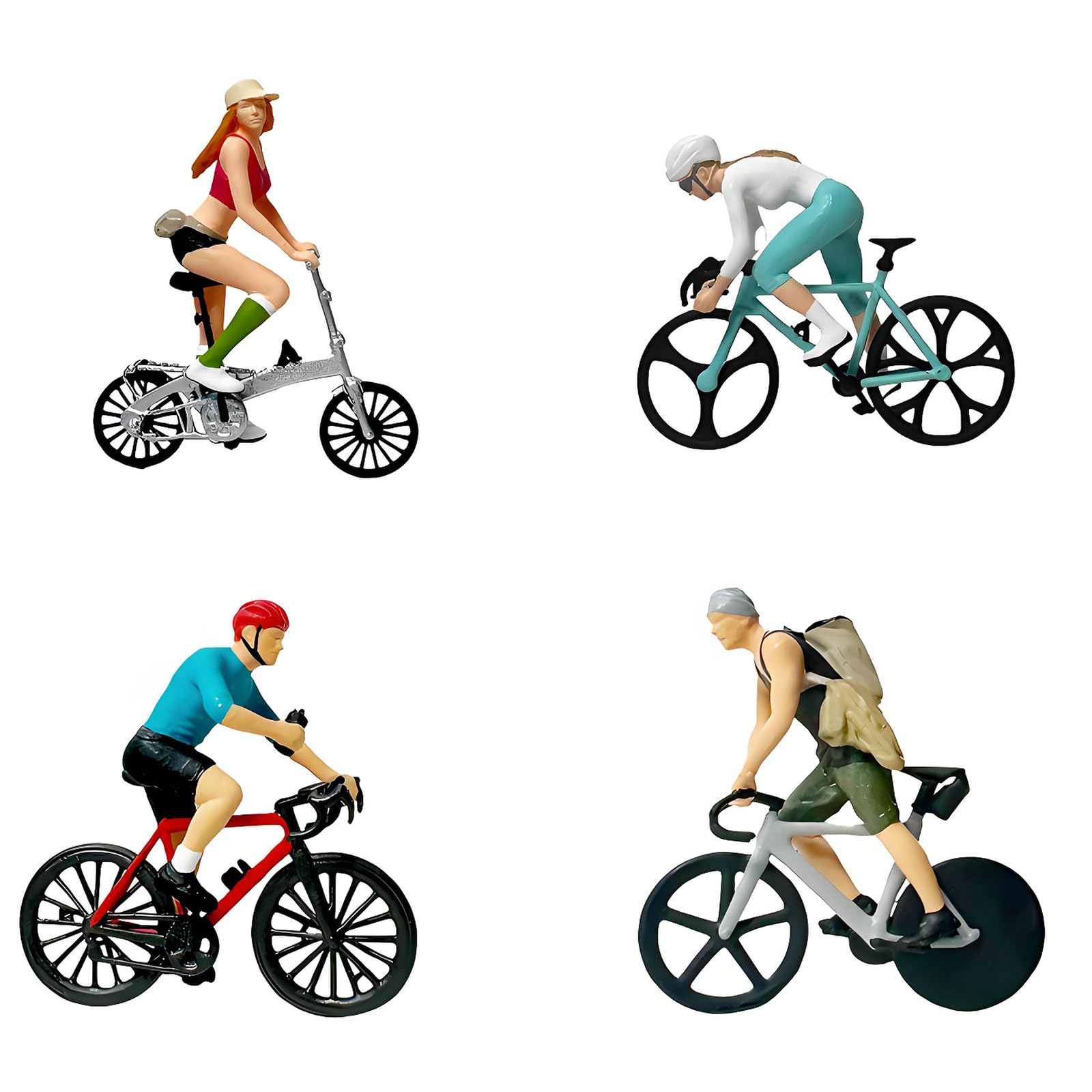 Hredyqw 1:64 Scale Cycling Figure Miniature Resin Model Decorative Figures Set Resin Texture for Home Decoration and