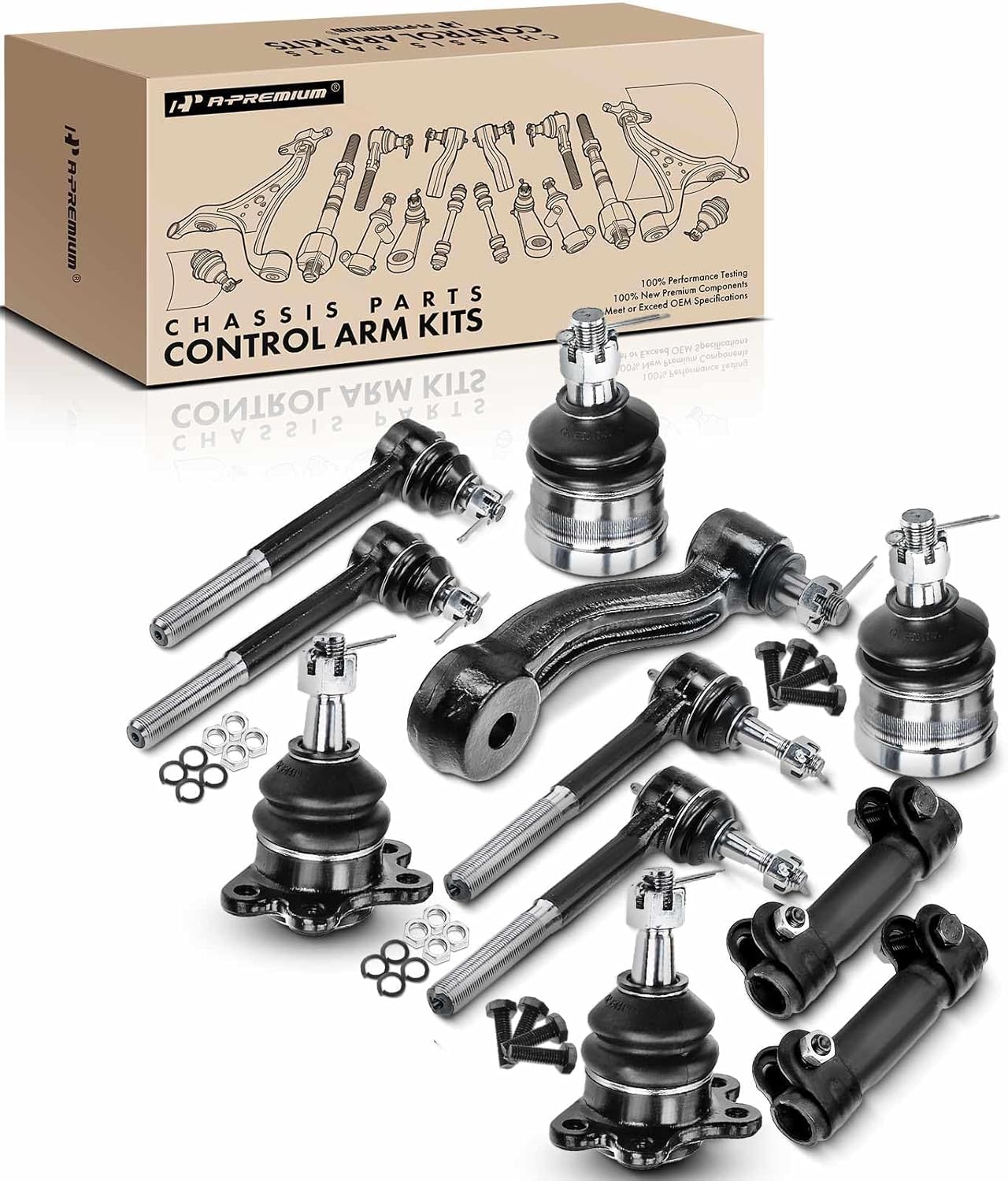 A-Premium Set of 11, Front Upper Lower Ball Joint, Inner Outer Tie Rod End, Idler Arm, Compatible with Chevrolet & GMC - 1993-2000 - Tahoe Yukon C1500 C1500 Suburban C2500