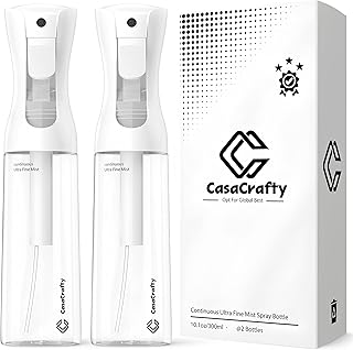 Continuous Fine Mist Spray Bottle for Hair, Plants, Cleaning & Skincare – 2 Pack (300ml/10oz) Refillable, Leak-Proof, 360° Water Mister – Ultra-Fine, BPA-Free