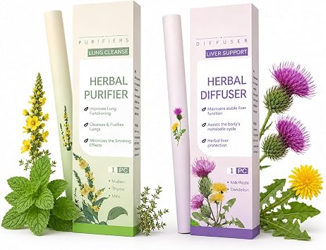 2 PCS Herbal Diffuser Pen Set, Natural Herbal Plant-Based Formula Aroma Sticks for Daily Freshness, Refreshing Aroma & Habit Transition, Portable Botanical Pen with Breathe Free