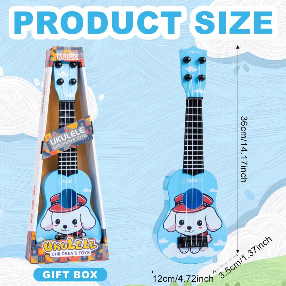 Ukulélé 41cm Cordes Réglables Ukulélé Enfant 41cm - Jouet Musical Éducatif Avec 4 Cordes Réglables, Design Animaux Tigre Bleu Mini Guitare