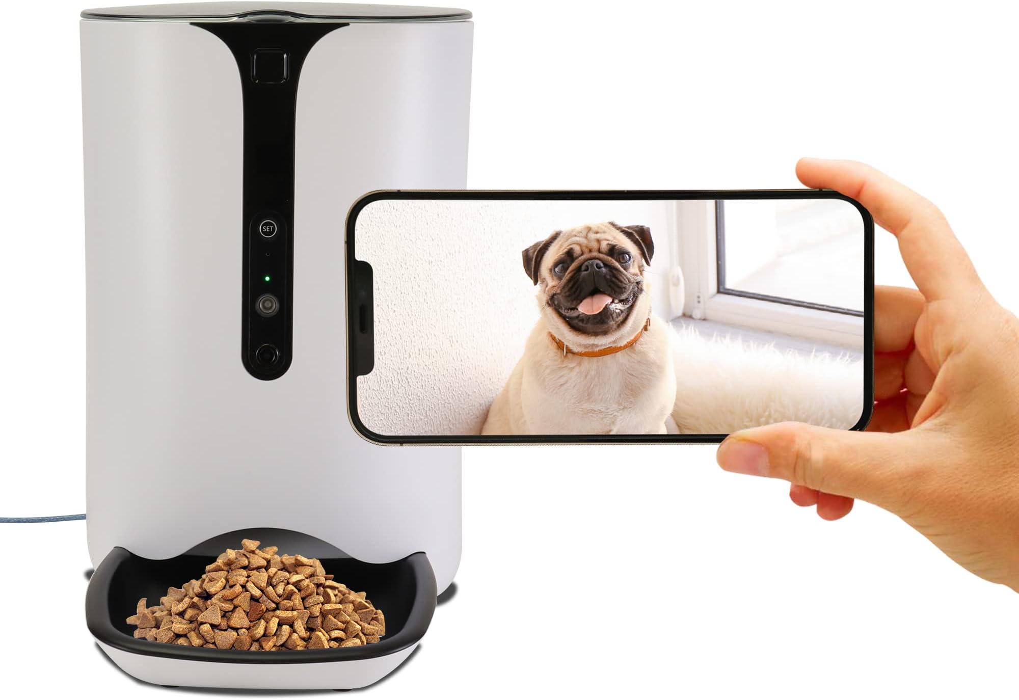 LentekSmart Automatic Cat Feeder with 720p HD Video, 2-Way Audio, Automatic Pet Feeder WiFi Cat or Dog Wet Food Dispenser, Schedule Mealtimes, Portion Control with timer, Barking Alerts with Free App