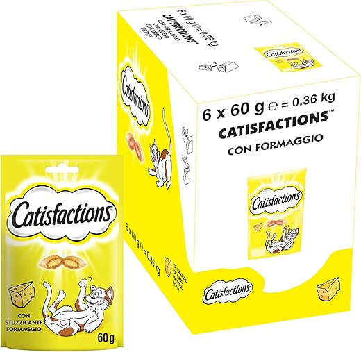 Catisfactions Snack per Gatto, Stuzzicante Formaggio, 6 Confezioni da 60 g