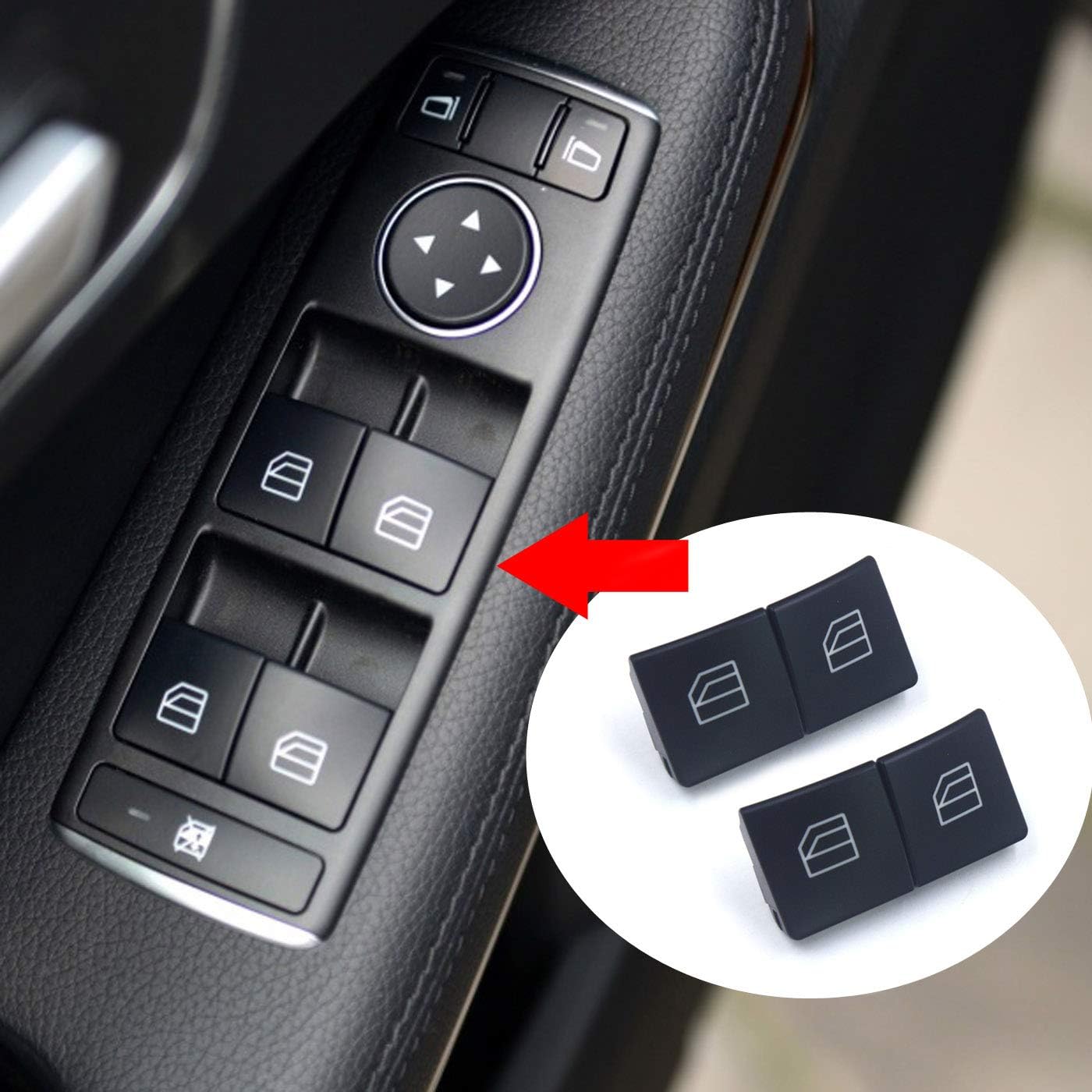 RuiWen Power Window Control Switch Button Compatible with Benz W246 W242 W212 A207 C207 S212 E200 E250 E300 E350 B220 B180 B250 (4PCS)