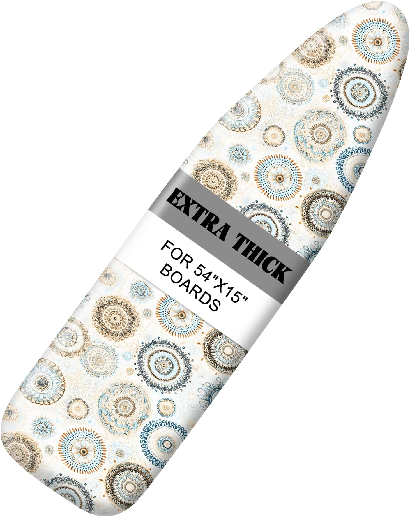 Ironing Board Cover 15"x54", Standard Size Replacement Iron Board Covers with Thick Padding, Heavy Duty Non-Slip Board Cover Fitted with Elastic Edges and Velcro Straps