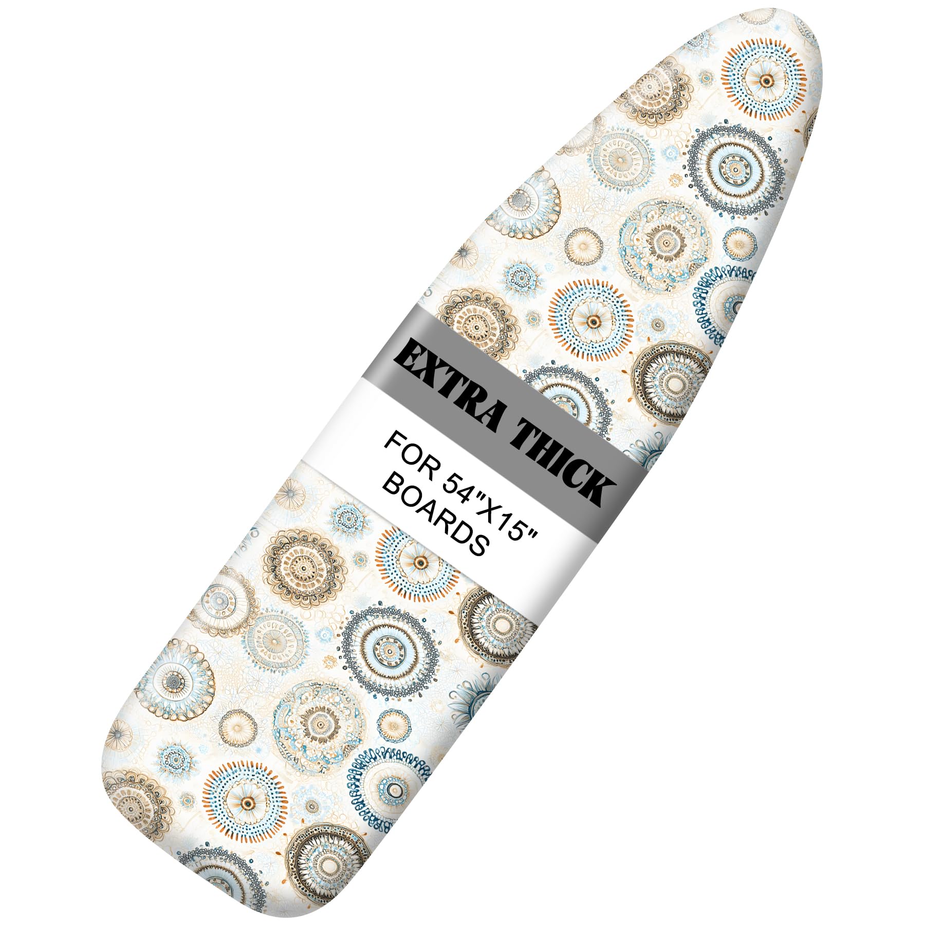 Ironing Board Cover 15"x54", Standard Size Replacement Iron Board Covers with Thick Padding, Heavy Duty Non-Slip Board Cover Fitted with Elastic Edges and Velcro Straps