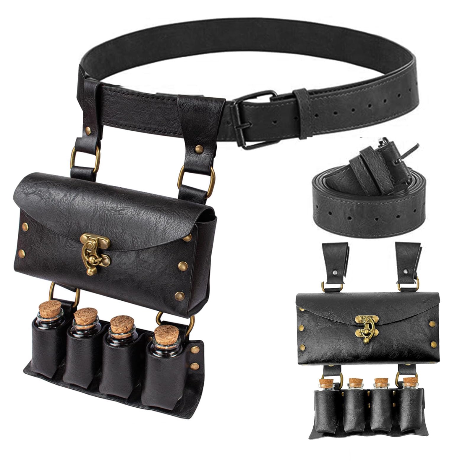 Belt Pouch Waist Bag Fanny Pack Medieval Vintage Leather Pouch Cellphone Holder Holster Carry Belt Purse Pocket Casual Hiking Festival Renaissance