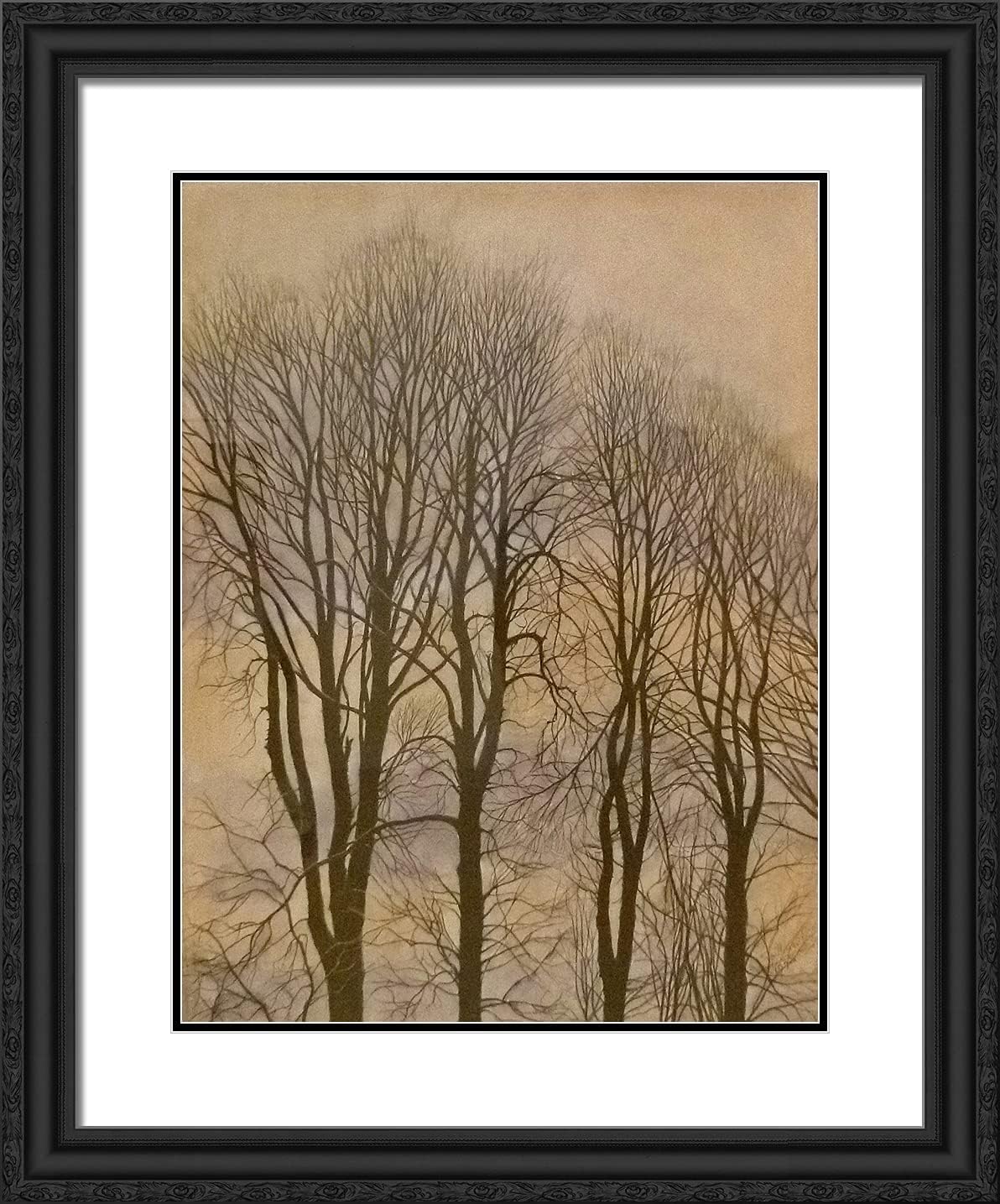 ArtDirect Spilliaert, Leon 20x24 Black Ornate Framed Art Print with Double Matting Titled: Tree and Sky