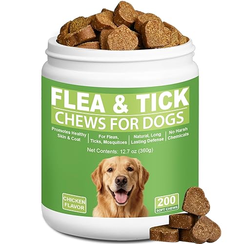 Dog Flea and Tick Chewables for Dogs 200Ct, Natural Support