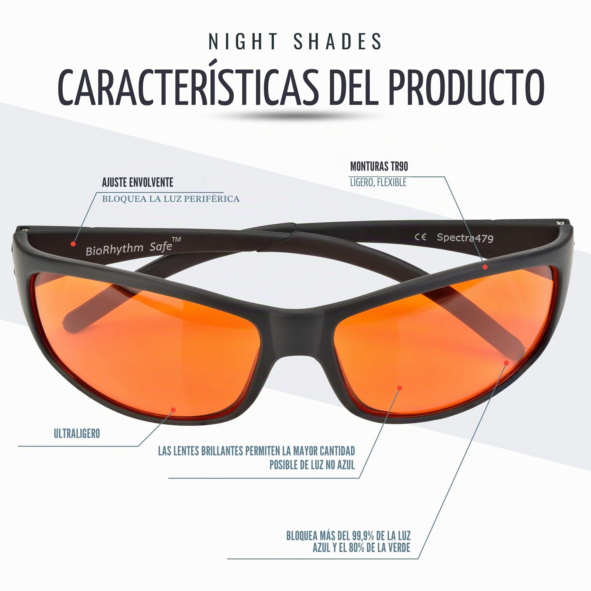 Gafas ámbar con bloqueo azul para dormir, uso nocturno, lentes especiales de color naranja que te ayudan a dormir y relajar tus ojos