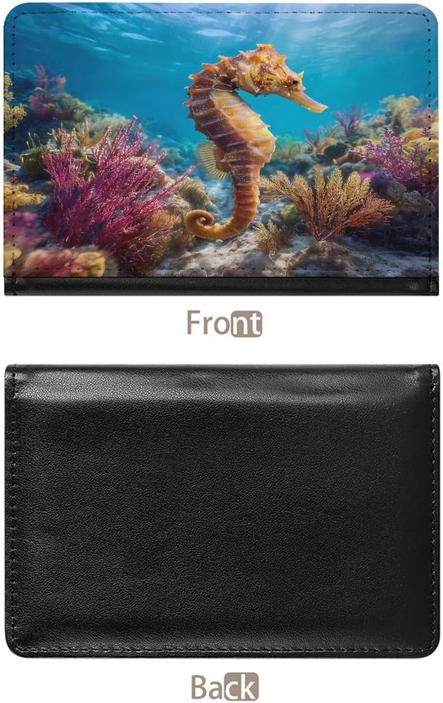 Seahorse in Ocean Travel Passport Holder Passports Protective Cover for Women Men with Card Slots