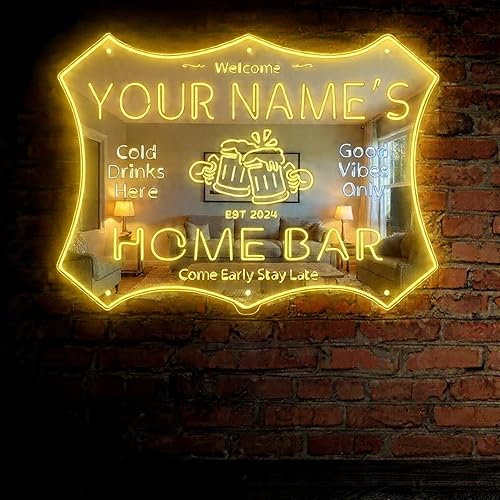 Vista 86 de ADVPRO - Letrero de luz LED de neón de doble color para el hogar, personalizado, con texto en inglés con «tu nombre y año de fundación», letrero