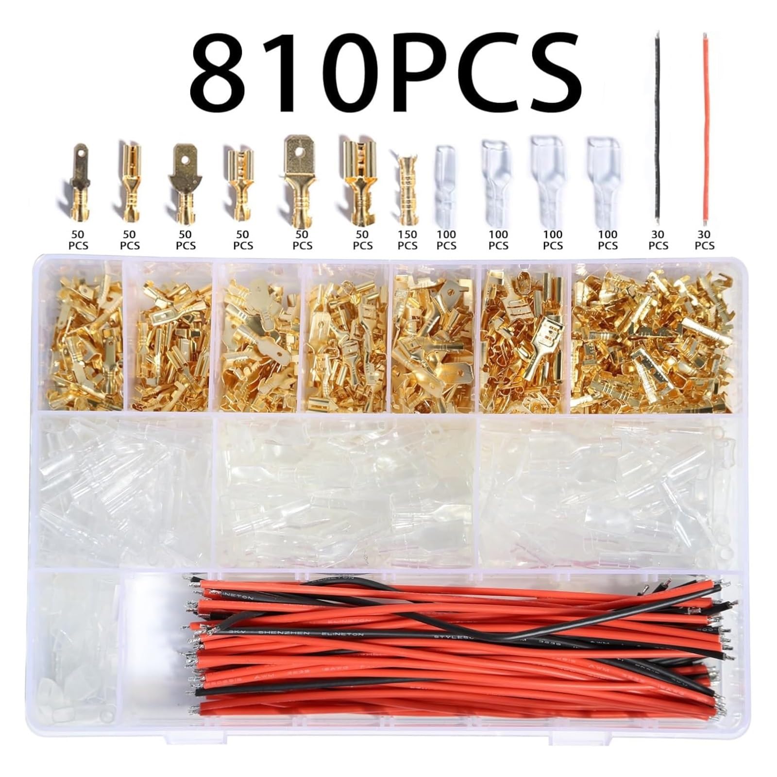 2.8/4.8/6.3mm Femmina Maschio Spade Crimp Connettori Capicorda Elettrici Terminali Filo Isolante Kit di Giunzione Rapida Assortimento