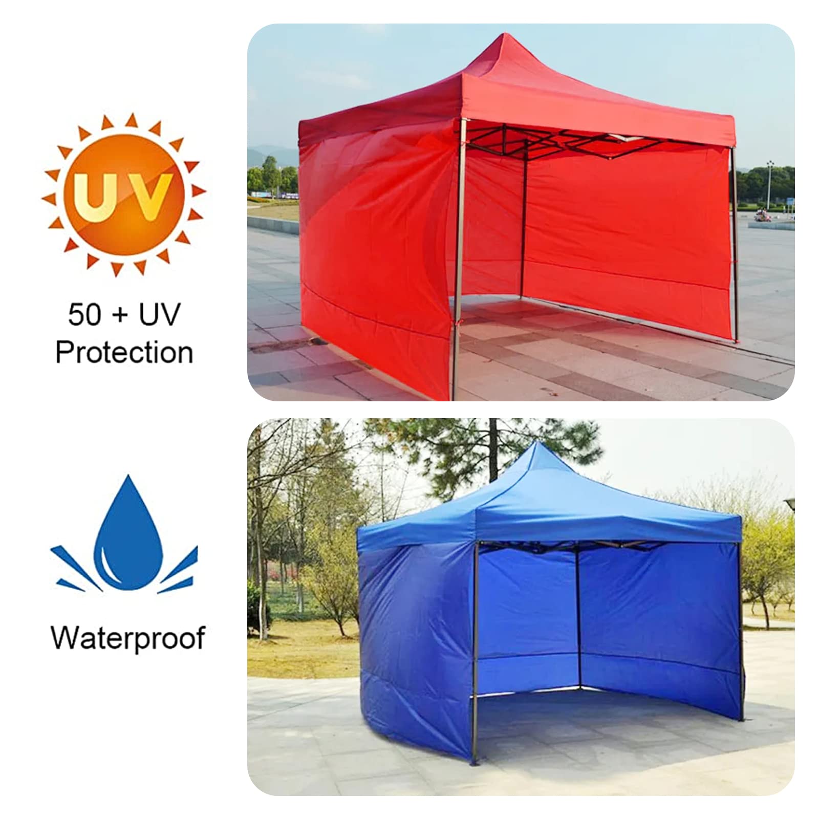 Lot De 3 Panneaux Latéraux Pour Tonnelle - 3x2 M, Imperméables, Coupe-Vent, Protection UV - Tissu Oxford Bleu