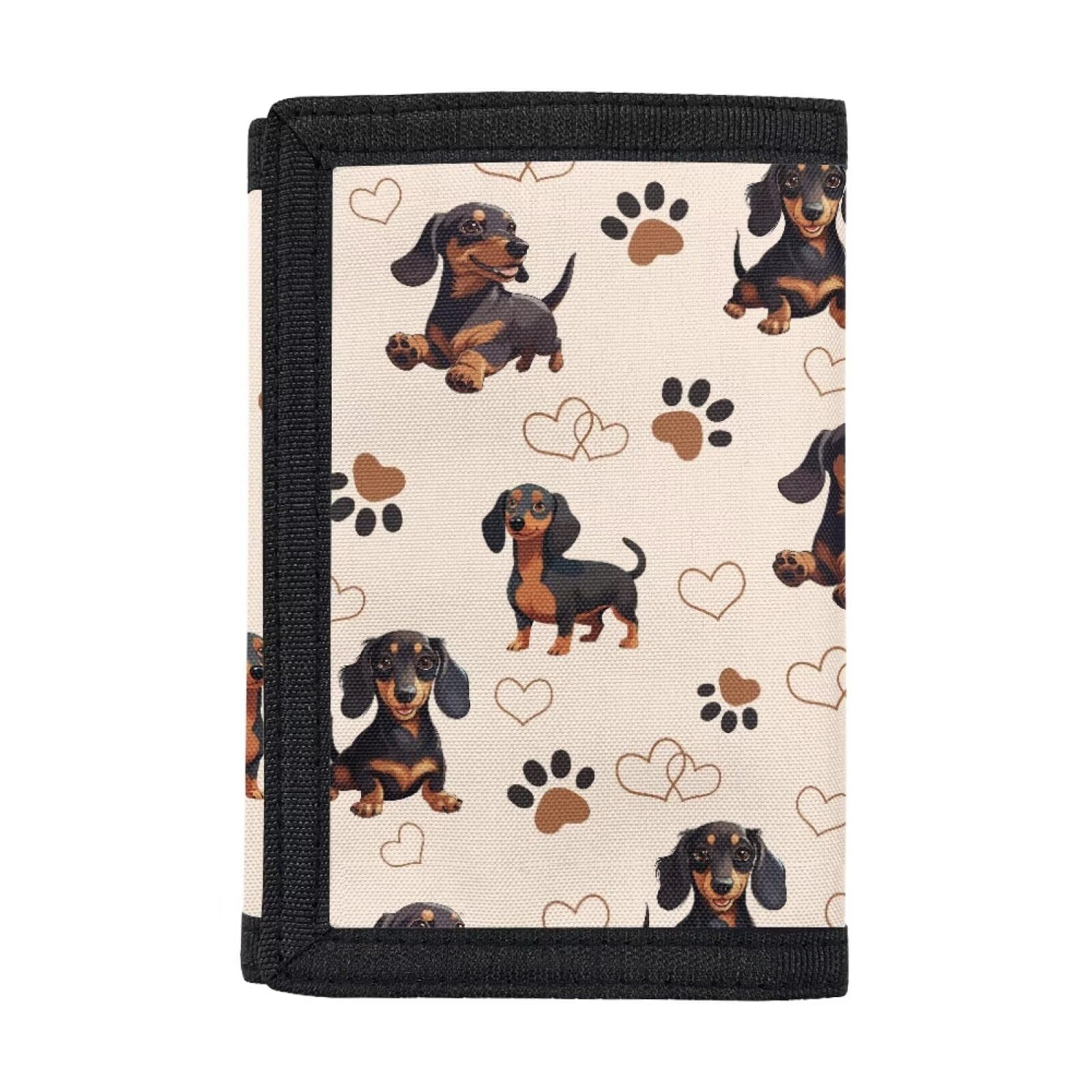 GIFTPUZZ Dachshund Stylish Polyester Wallet for Women, Girl, and Kids - Compact Purse for Teens, Ideal Gift for All Ages, Durable Moneybag with