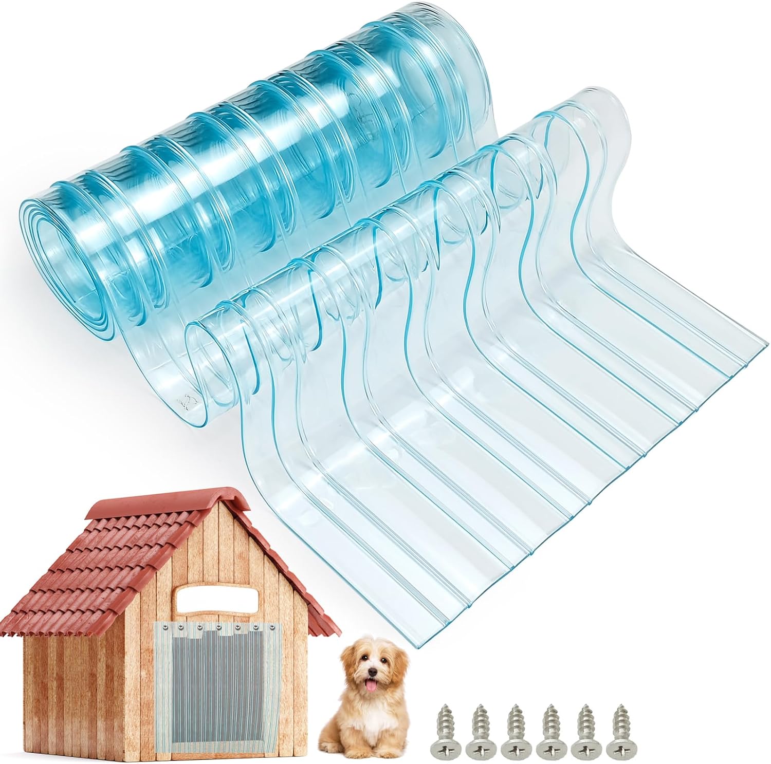 Dog Door Replacement Flaps 11.8 in x 4.9 ft Safe Vinyl Doggie Door Strips, Pet Door Replacement Flap Plastic Vinyl Strip Curtain for DIY Pet Door Clear