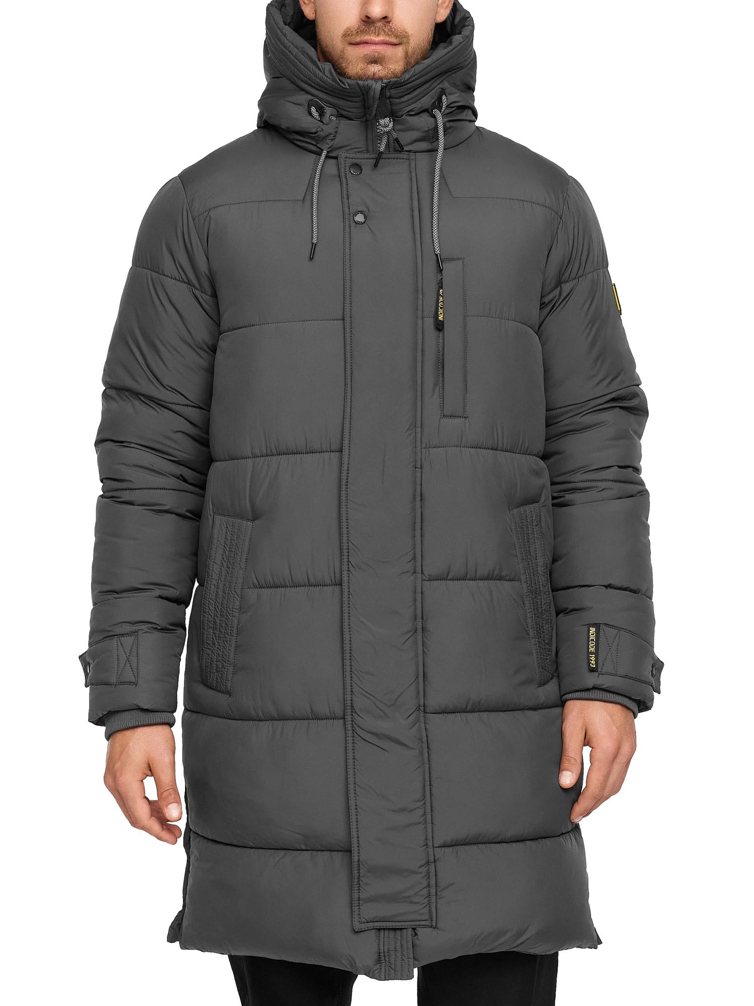 Indicode Chaqueta larga de invierno INStuds para hombre con capucha | Abrigo Parka forrada para hombre