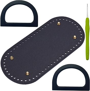 Yayatty 2 PCS Wooden Purse Handles 1 PCS Leather Oval Bag Nail Bottom Shaper, Wooden D-Shaped Handbag Handle Crochet Bag Cushion Pad Base Shoulder Bag Bucket Bag Making Supplies