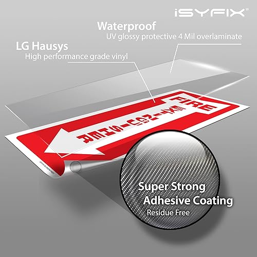 Miniatura 6 de iSYFIX Calcomanías de letreros para extintor de incendios, paquete de 12 calcomanías de vinilo autoadhesivas de alta calidad, laminadas para máxima