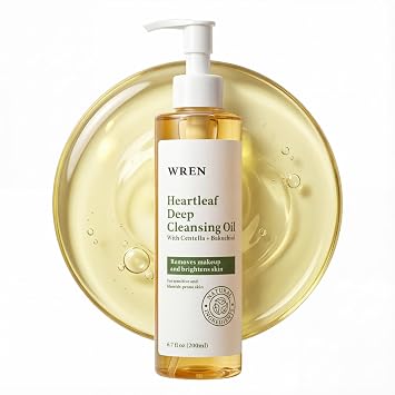 Wren Heartleaf & Centella Cleansing Oil Pore Control & Double Cleanse Face Wash for Glass Skin, Melt Blackheads, Makeup & Sunscreen Remover, Calming for Sensitive Skin 6.76 fl.oz
