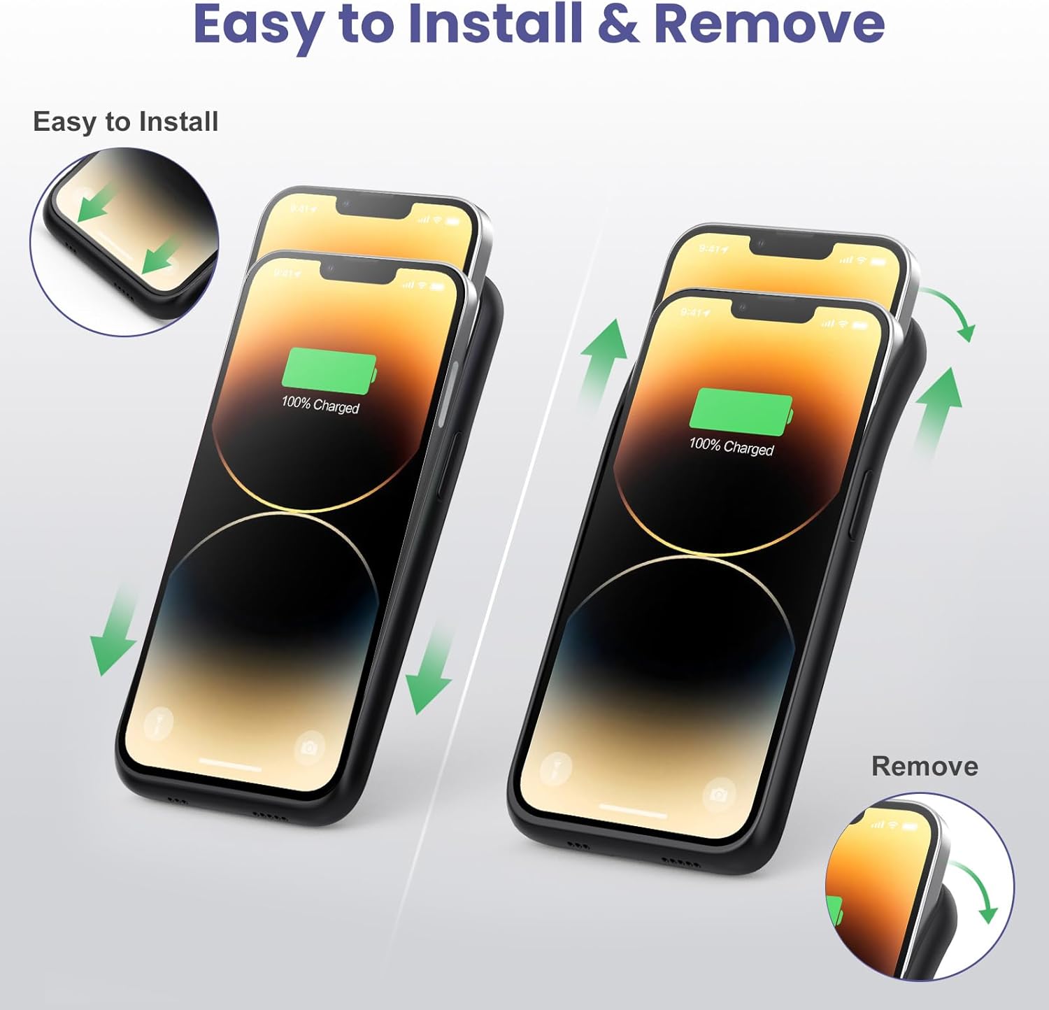 Battery Case for iPhone 13/13Pro/14,7500mah Ultra-Slim Protective Charging Case, Portable Rechargeable Expandable Battery Charger Cover Compatible with iPhone 13/13Pro/14 (6.1 Inch)-Black