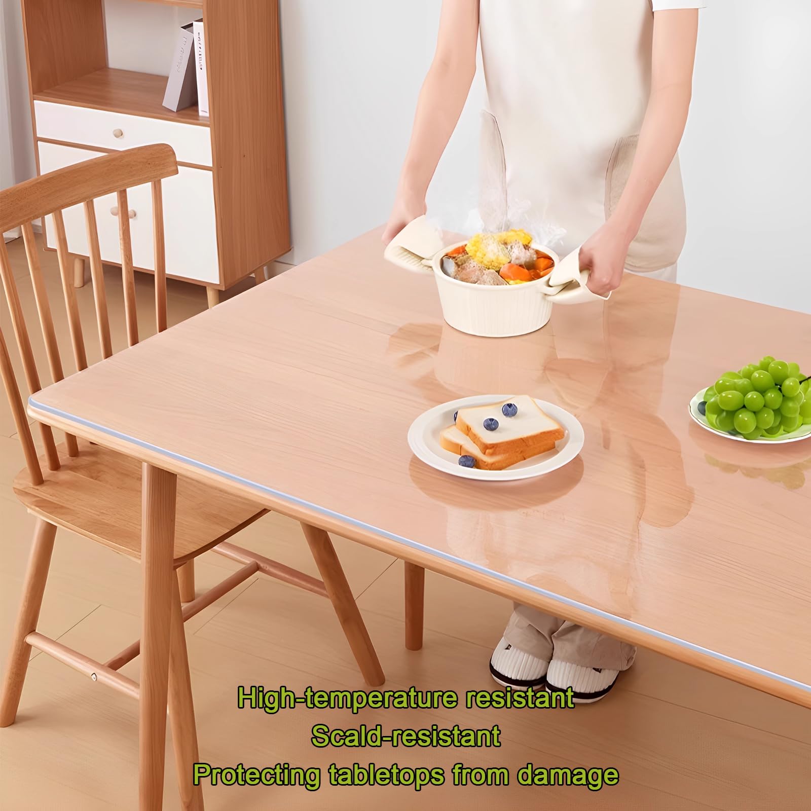 Przezroczysta ochrona stołu z PVC Przezroczysta mata na stół z PVC, niekurcząca się, wodoodporna, termoizolacyjna, wiele rozmiarów (70 x 110 cm/28 x 43 cali)