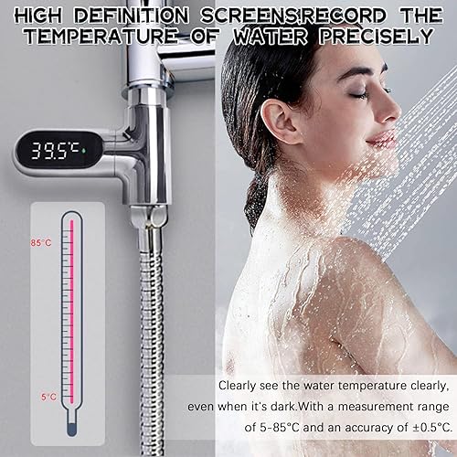Miniatura 4 de Termómetro de ducha Fahrenheit Celsius termómetro de agua para ducha con pantalla digital LED, pantalla giratoria de 360, termómetros de lectura