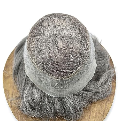 Miniatura 4 de Tupé para hombres, piezas de cabello humano real, encaje frontal suave, tupé para hombre, con línea capilar natural, transpirable, sistema de