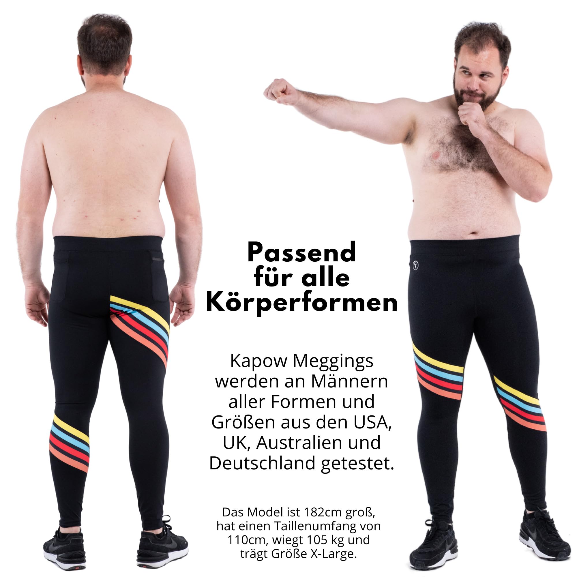 Kapow Meggings Performance Range – Herren Sportleggings mit Taschen: Lang, Perfekt für Sport wie Fitness, Joggen, Yoga, Fußball, Basketball - Lange Kompressionshose, Stylisch & Komfortabel