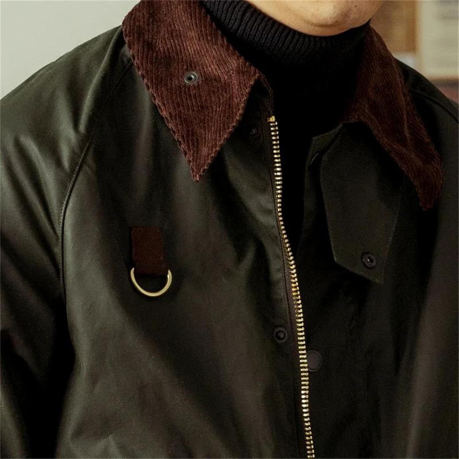 Men's Cotton Jacket Retro Outerwear Boxy Fit Short Length Zipper Lightweight Jacket