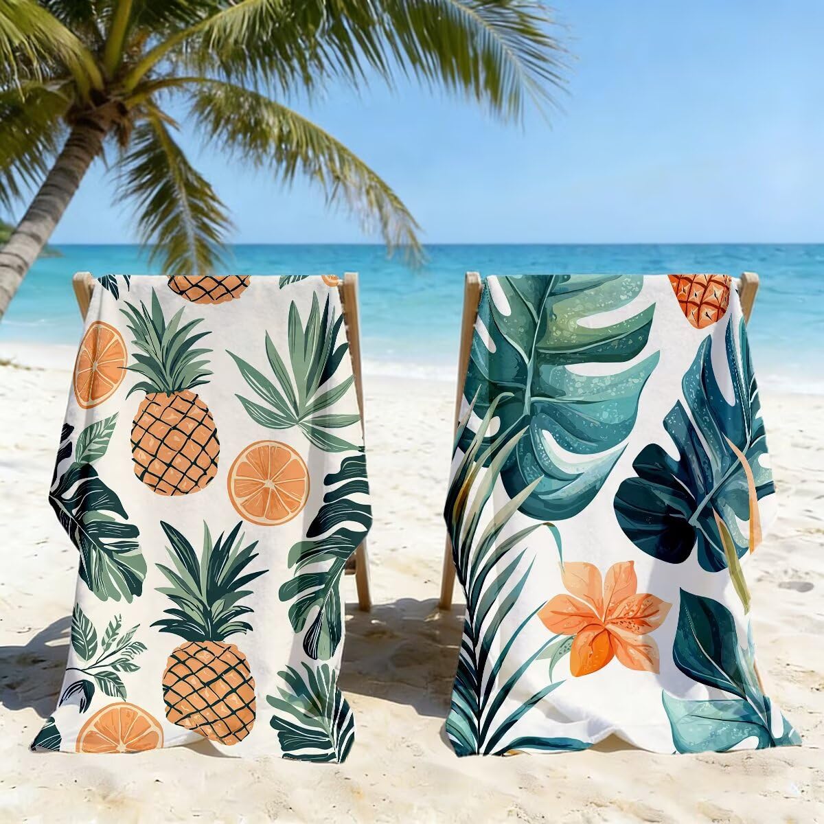 Ręcznik plażowy XXL, 90 x 180 cm, zestaw 2 szt., ręcznik plażowy z mikrofibry, szybkoschnący, do sauny, fitness, bez piasku, ręcznik plażowy, do sauny, duży ręcznik kąpielowy, prezent dla kobiet -4683