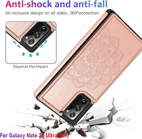 Miniatura 7 de Funda tipo cartera para Galaxy Note 20 Ultra de 6.9 pulgadas con soporte para tarjetas, diseño de mandala en relieve de poliuretano sintético con