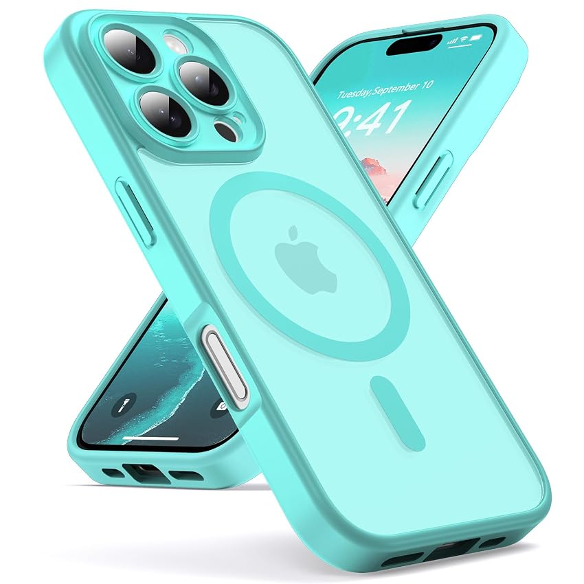 Oududianzi - Magnetica Cover per iPhone 16 Pro Max Magsafe, Blu Verde